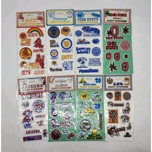 8 1980s NCAA College University Puffy Stickers Penn State Notre Dame LSU Arizona